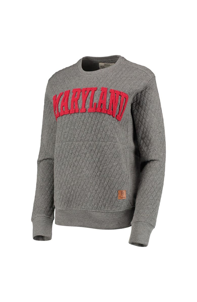 PRESSBOX Women's Pressbox Heather Charcoal Maryland Terrapins Moose Quilted Pullover Sweatshirt, Alternate, color, Heather Gray