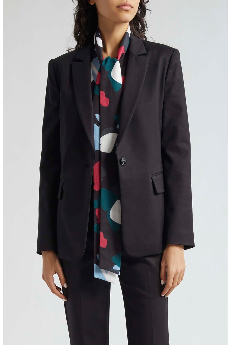 Cotton Couture One-Button Blazer, Main, color, SOLID BLACK