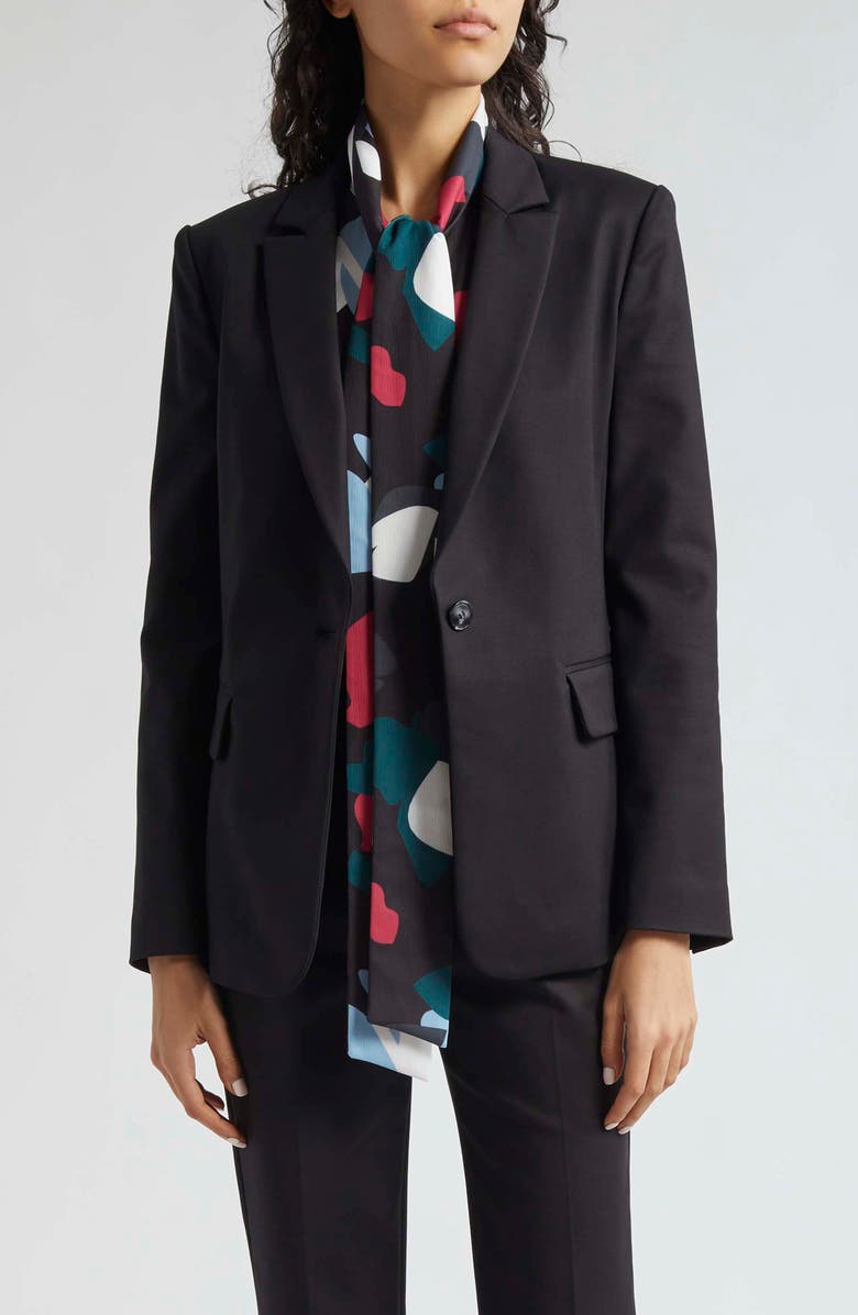 Emporio Armani Cotton Couture One-Button Blazer, Main, color, Solid Black