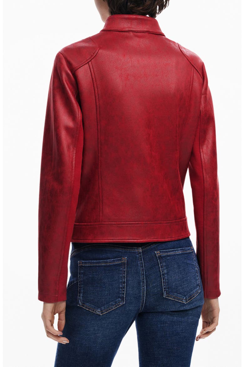 Faux Leather Moto Jacket, Alternate, color, ORANGE RED