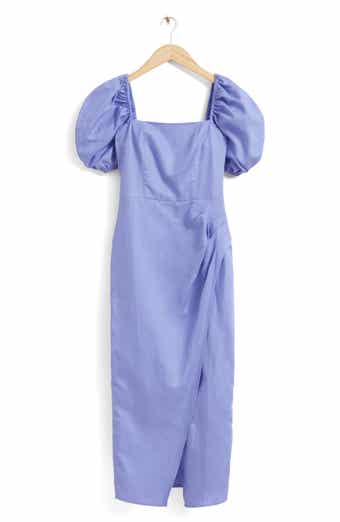 & Other Stories Puff Sleeve Square Neck Midi Dress