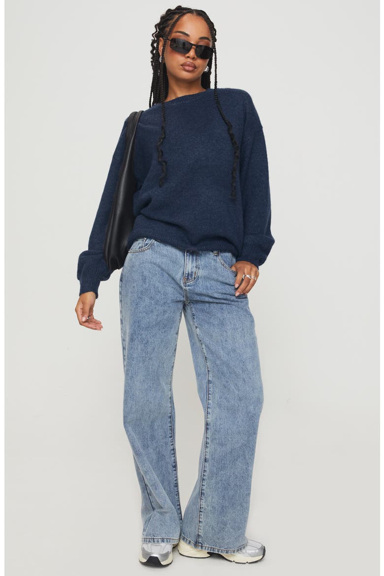 Ryanna Oversize Crewneck Sweater, Alternate, color, NAVY