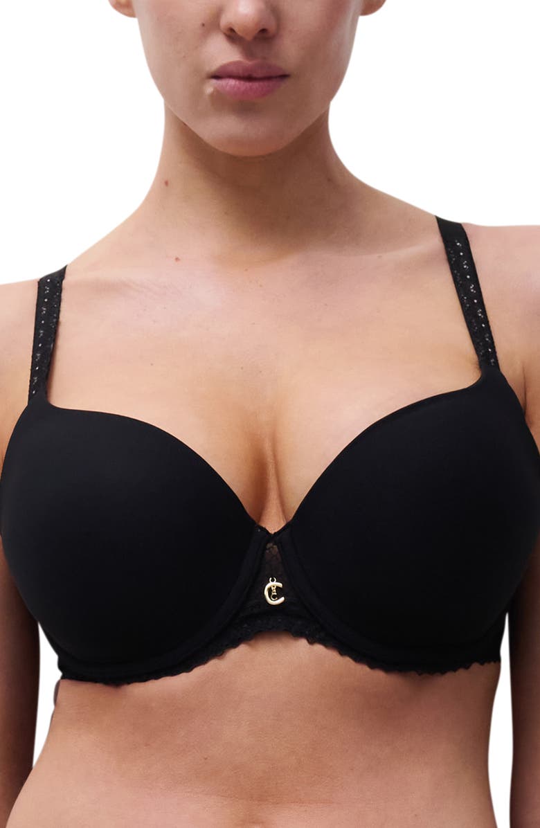Chantelle Lingerie Romance Underwire Low Coverage T-Shirt Bra, Main, color, Black