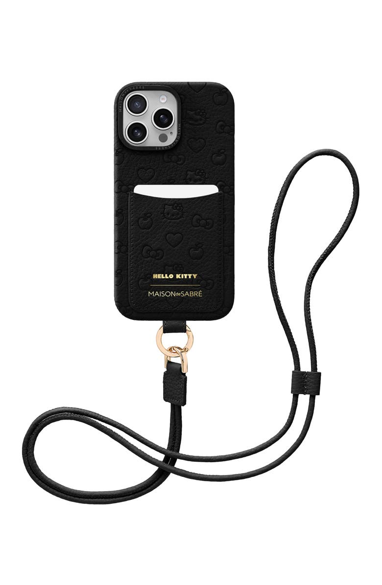 MAISON de SABRÉ Sling Phone Case, Alternate, color, Hello Kitty Black Caviar