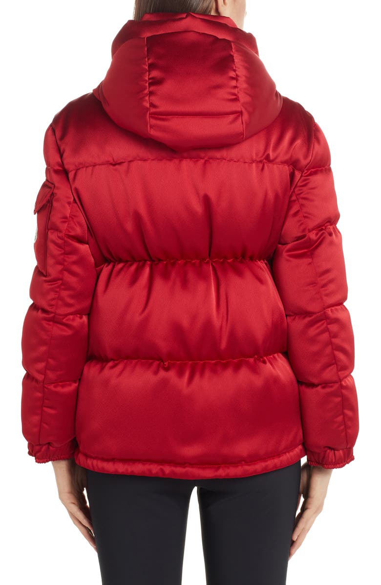 Moncler Wil Hooded Quilted Down Satin Puffer Jacket, Alternate, color,