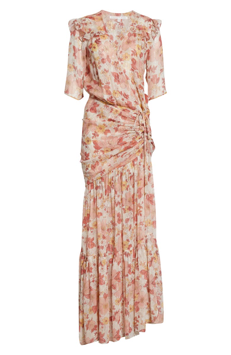 Veronica Beard Mick Floral Metallic Silk Maxi Dress, Alternate, color,