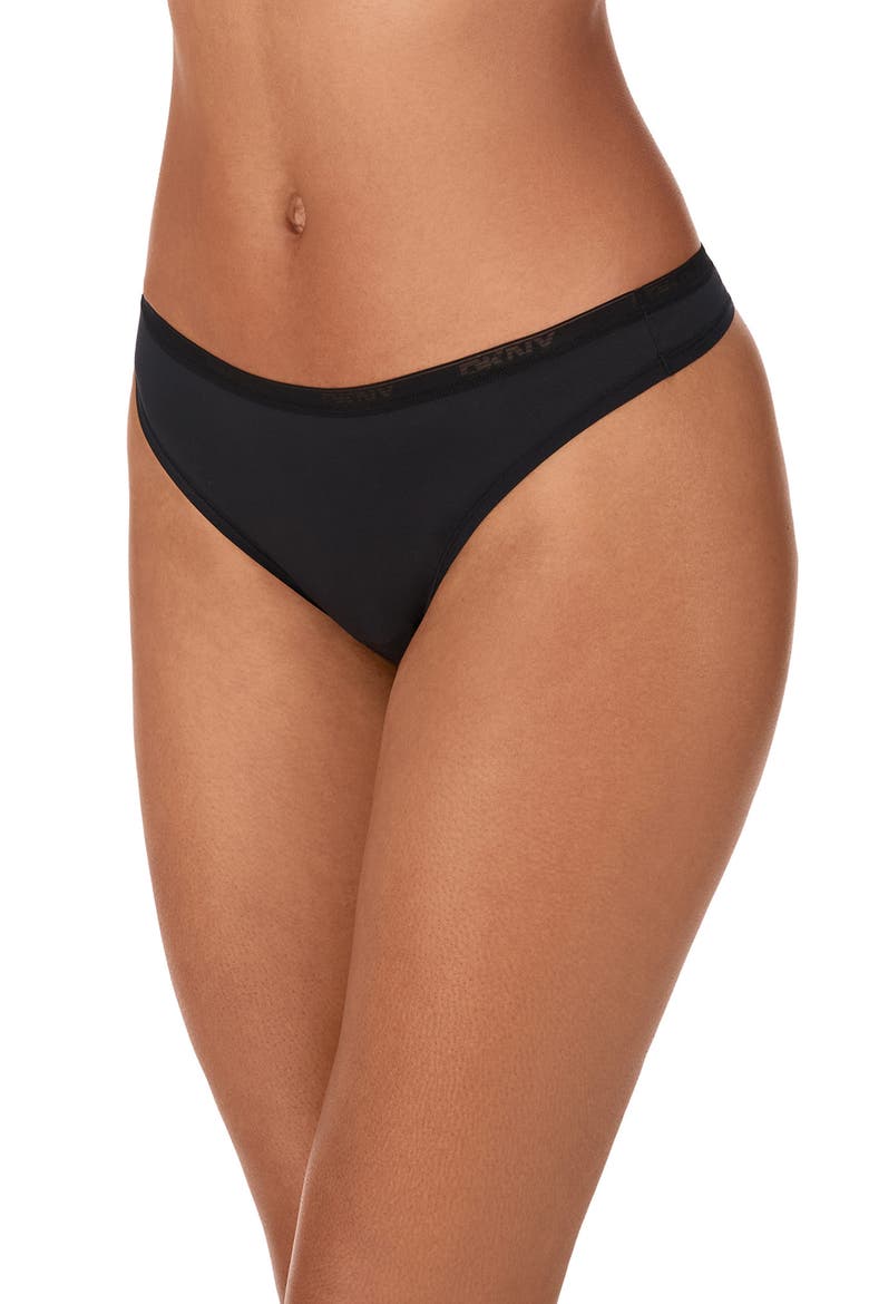 Cotton Blend Thong, Main, color, BLACK