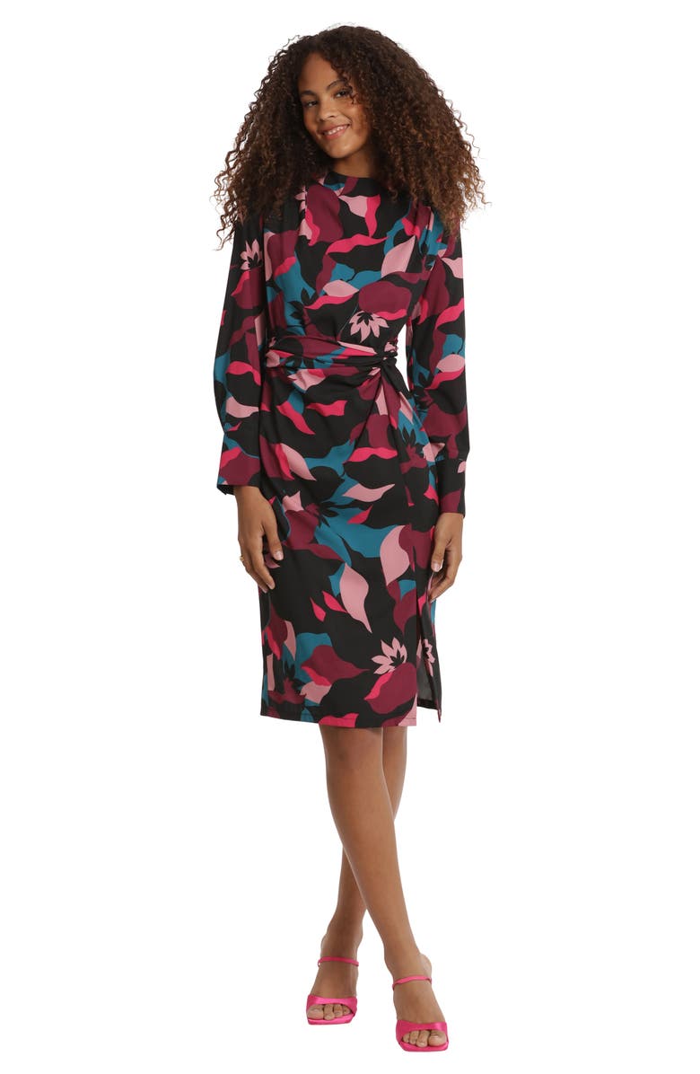 DONNA MORGAN FOR MAGGY Print Twisted Long Sleeve Dress, Alternate, color, 
