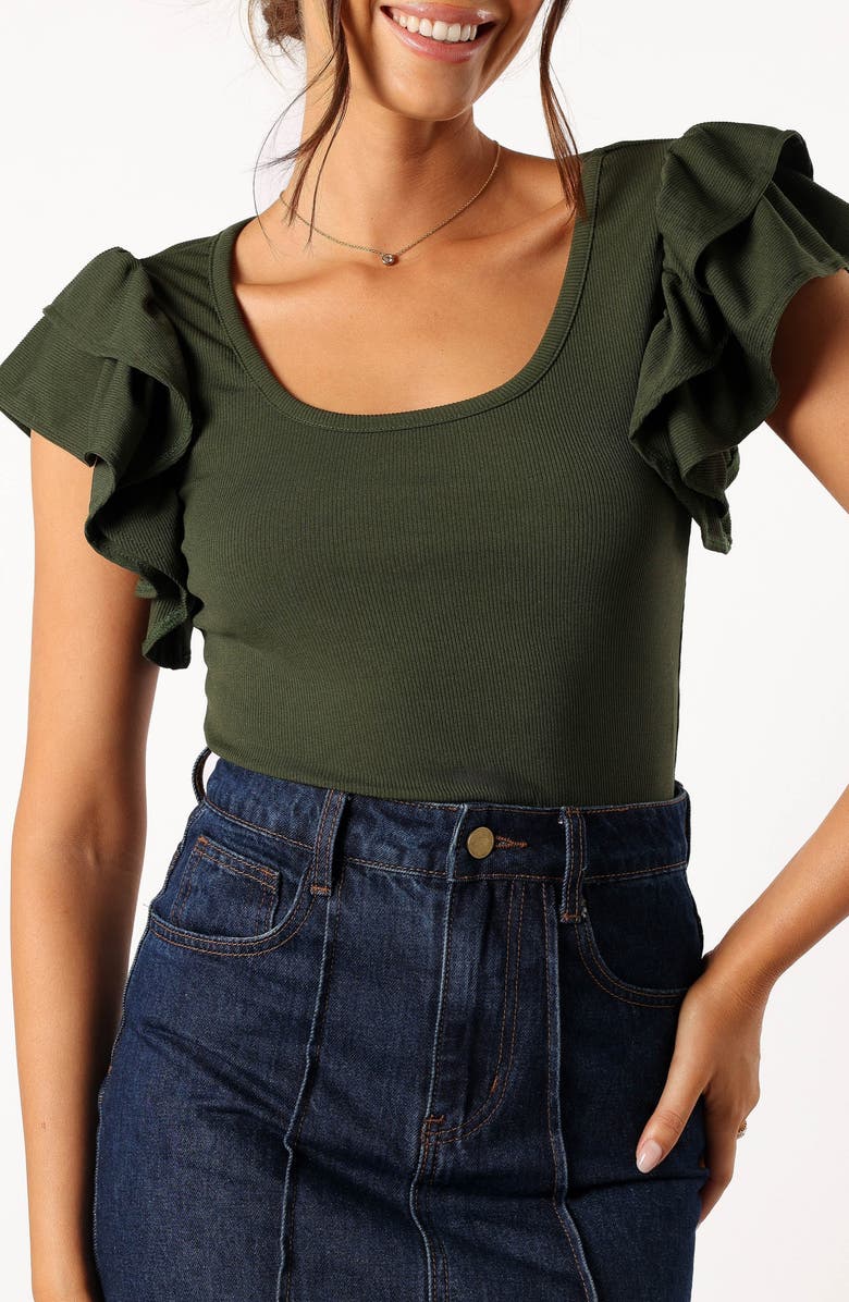 Petal & Pup Loren Ruffle Sleeve Rib Top, Alternate, color, 