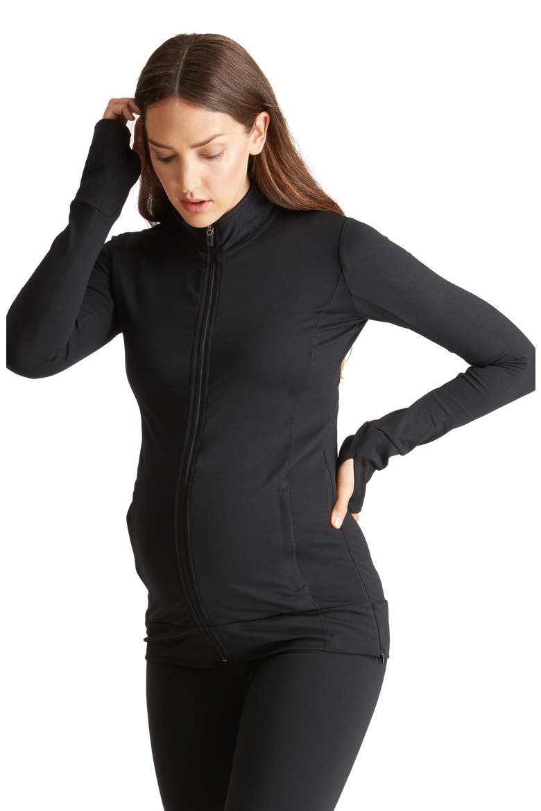 Active Maternity Jacket, Alternate, color, JET BLACK