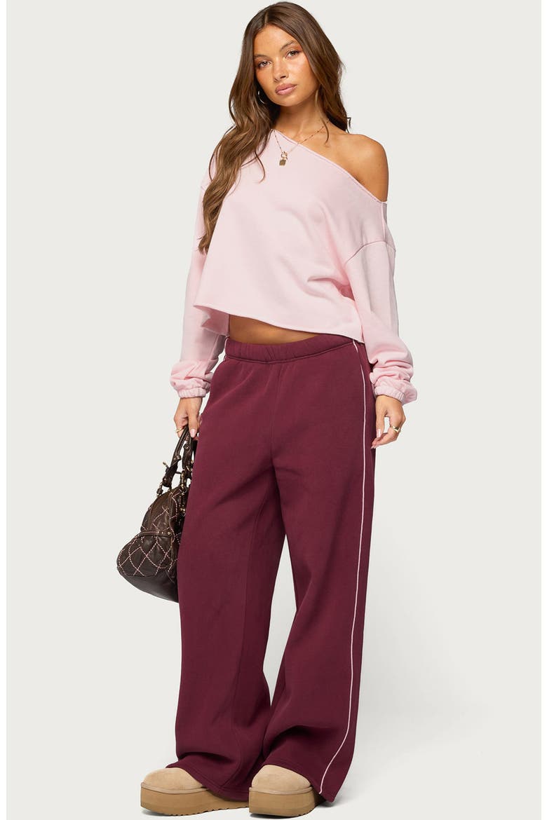 Autumn Wide Leg Sweatpants, Alternate, color, BURGUNDY