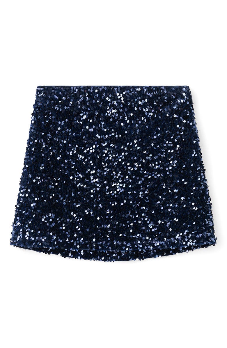 MANGO TEEN Sequin Miniskirt, Alternate, color, Navy