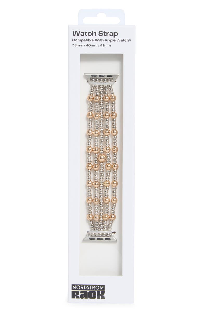 NORDSTROM RACK Beaded Multistrand Apple Watch<sup>®</sup> Watchband, Main, color, Silver- Gold