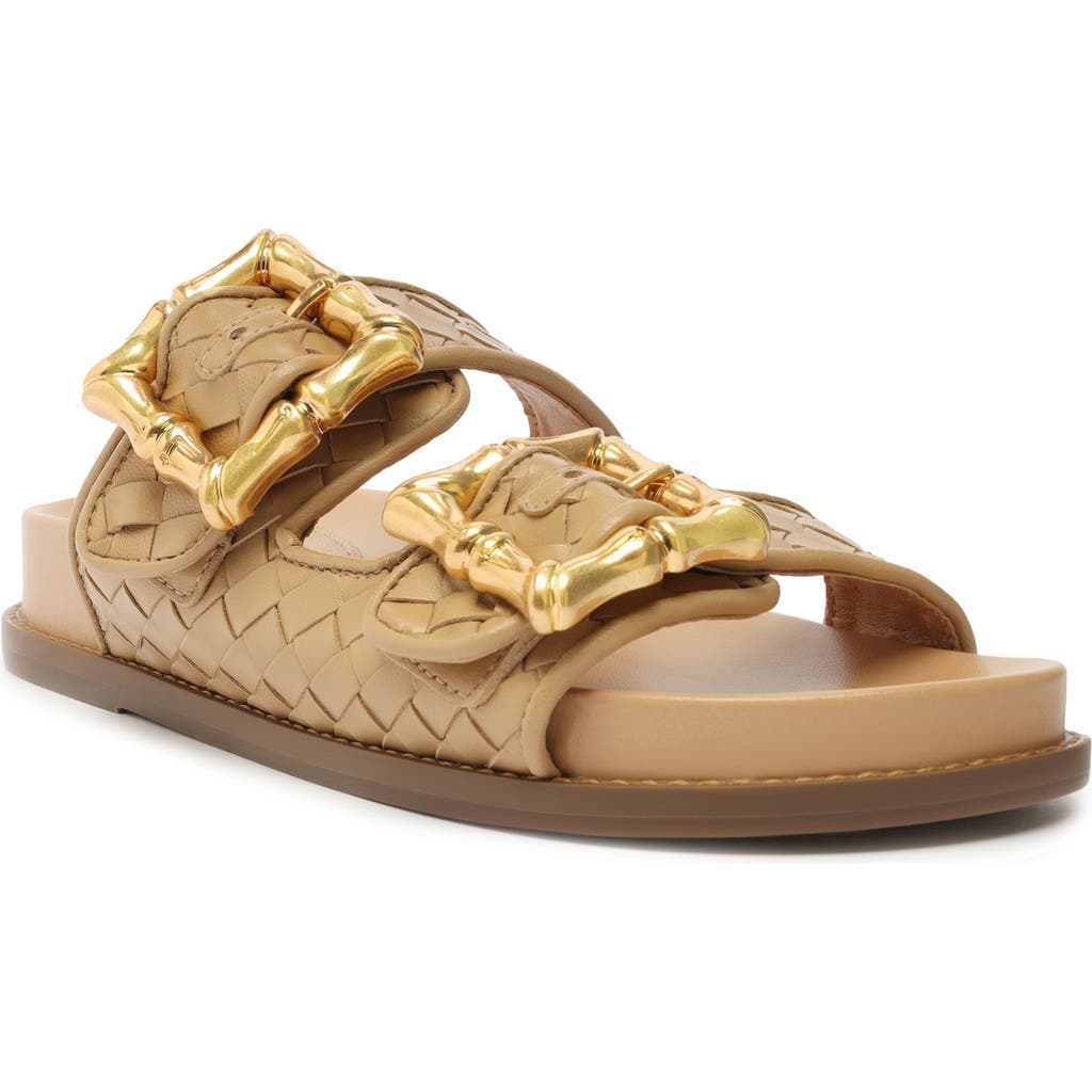 Schutz Enola Dual-buckle Easy Slide Sandals In Nude
