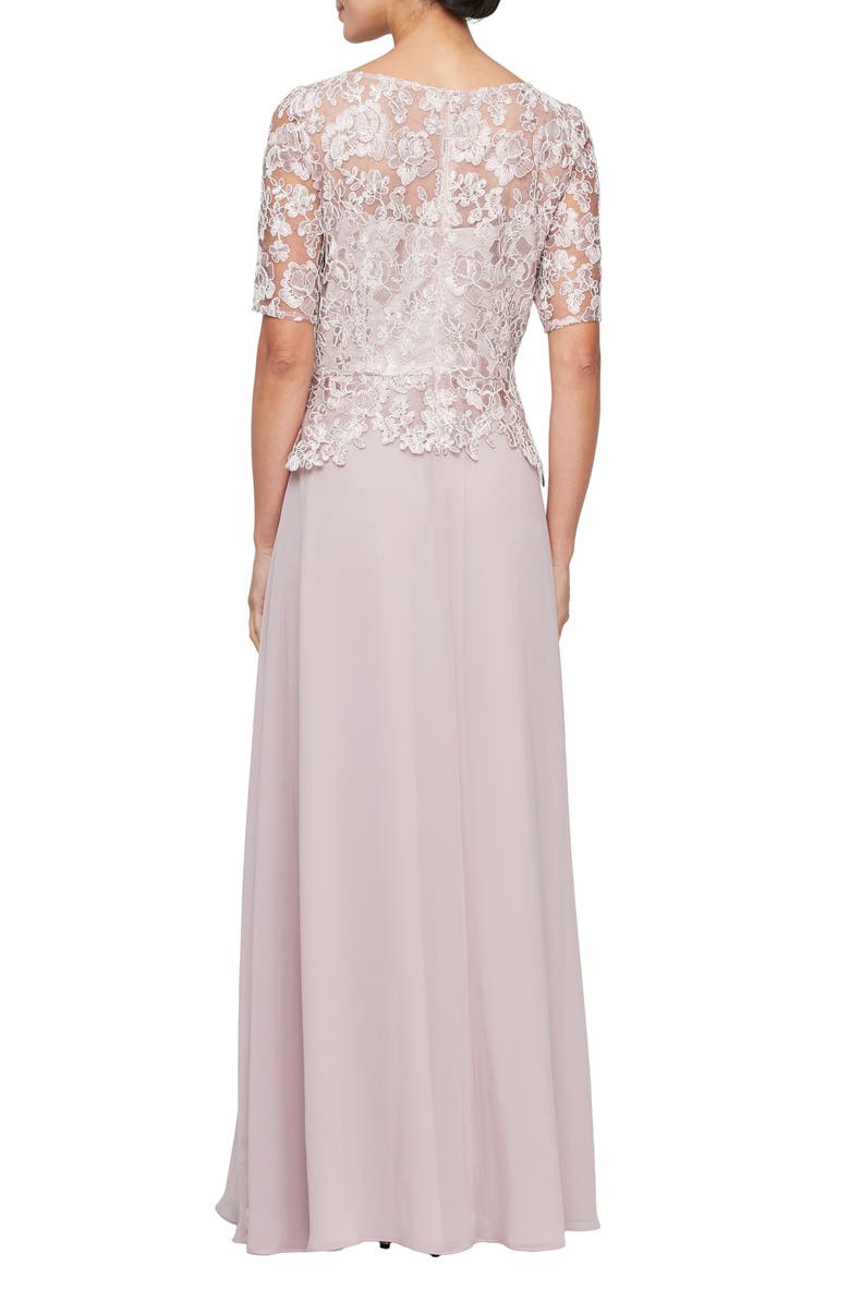 Alex Evenings Floral Emboidery A-Line Gown, Alternate, color, 