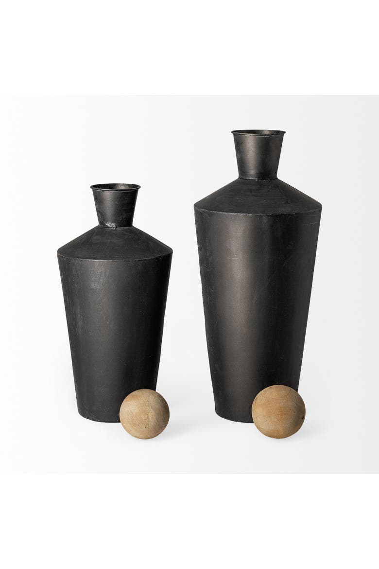 Asher Set of Two Metal Urns, Alternate, color, Black