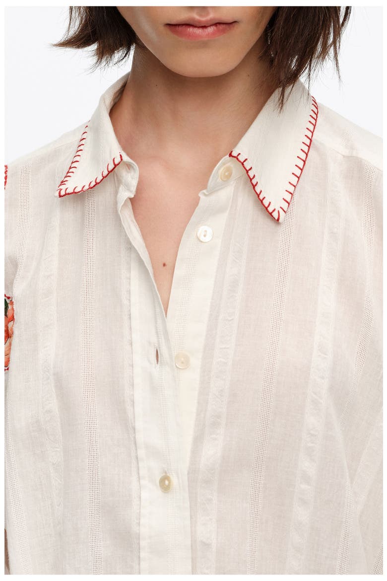 Patchwork Cotton Long Shirt, Alternate, color, IVORY