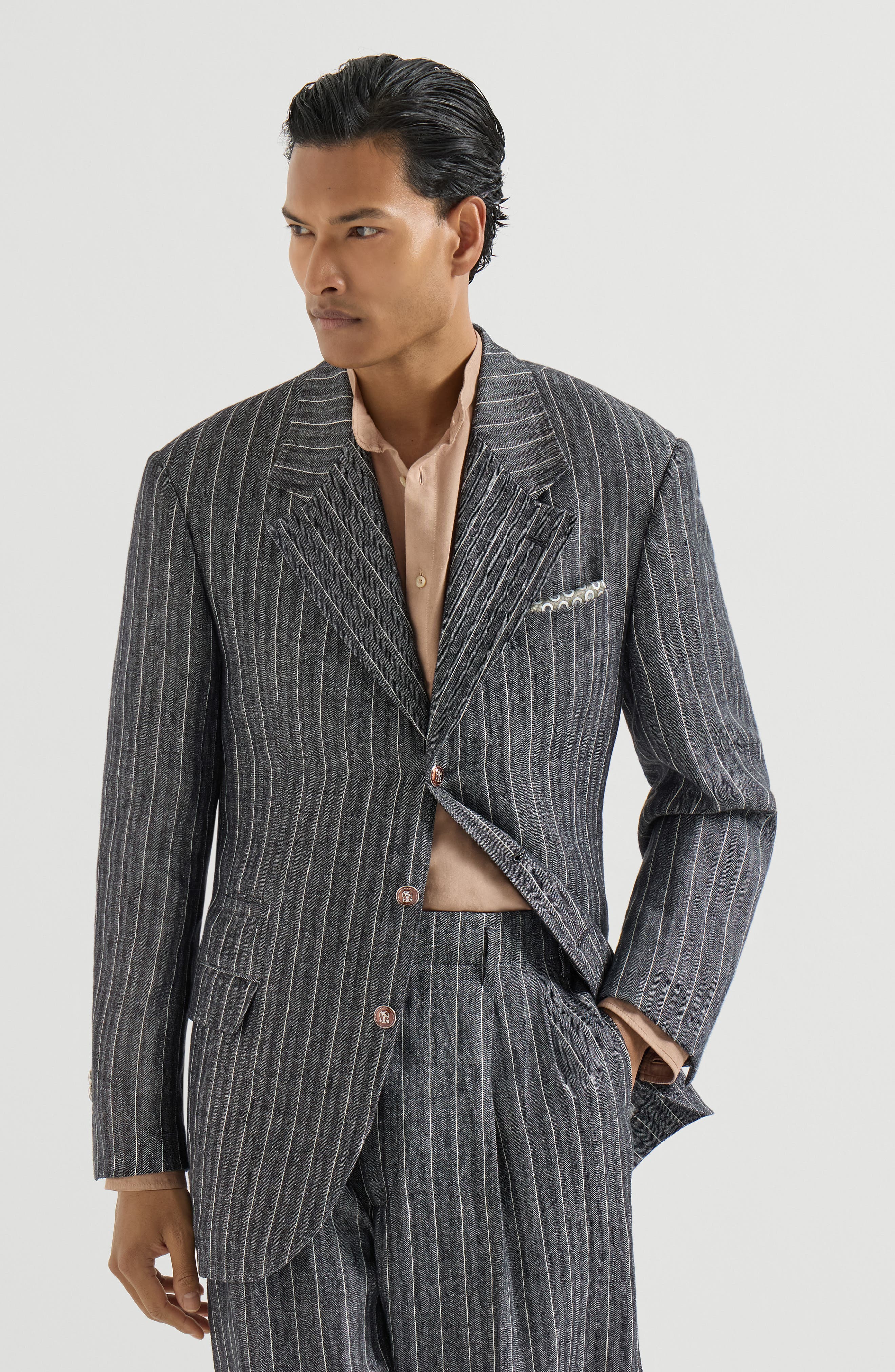 Chalk stripe chevron blazer - image 2