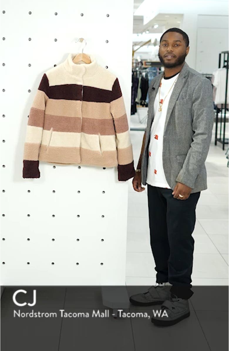Stripe Faux Shearling Jacket, sales video thumbnail