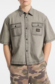 GUESS ORIGINALS Go Boxy Denim Short Sleeve Button-Up Shirt