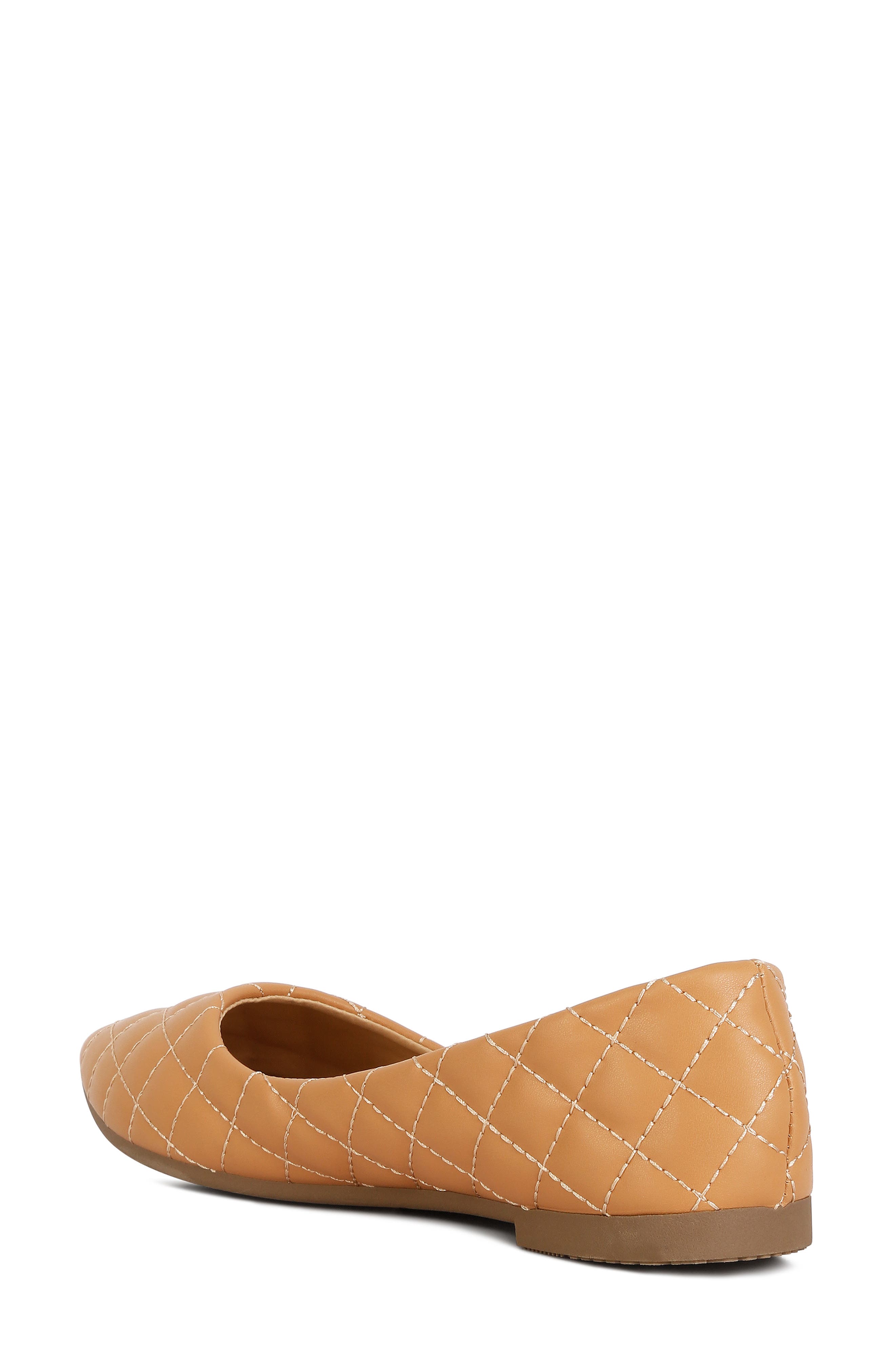 Rikhani Quilted Pointed Toe Ballet Flat, Alternate, color, BEIGE