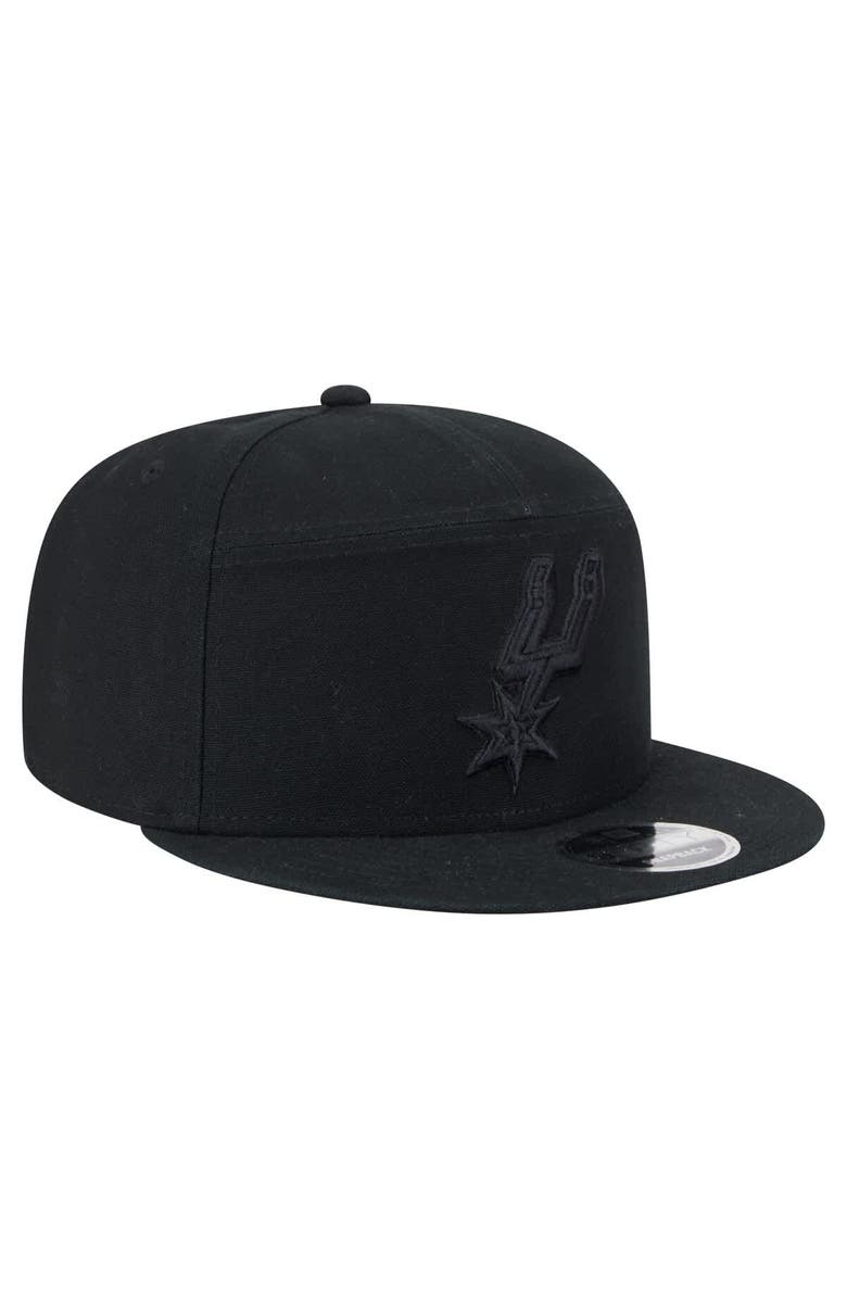 New Era Men's New Era Black San Antonio Spurs Adventure Canvas Split Panel 9FIFTY Snapback Hat, Alternate, color,