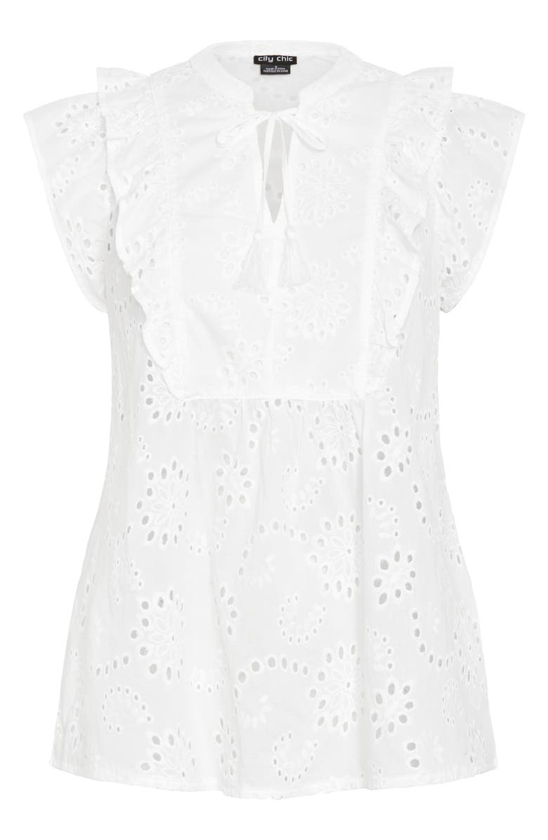 City Chic Casey Eyelet Cotton Top, Alternate, color,