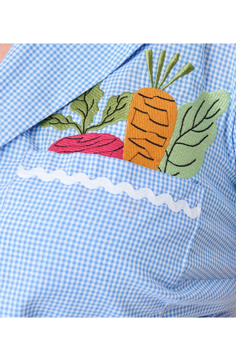 Unique Vintage Plus Size Shirley Crop Top, Alternate, color, Blue Gingham W/ Embroidery