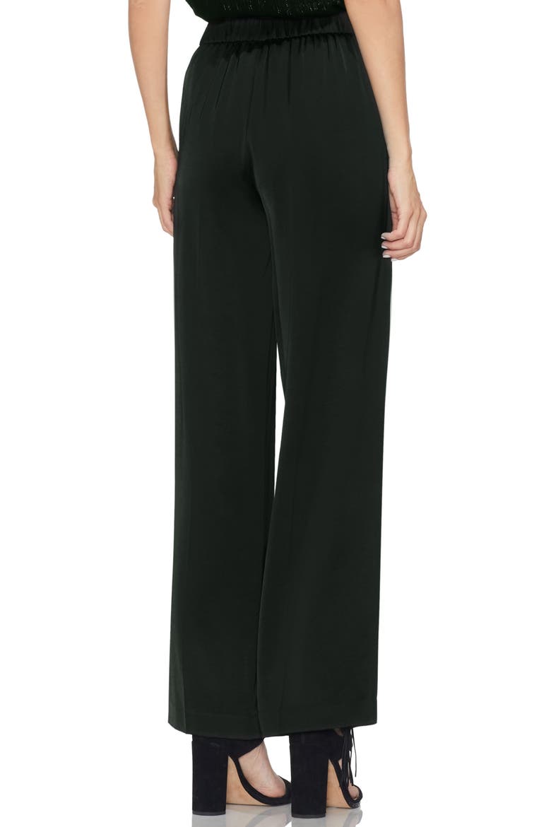 Satin Front Pleat Wide Leg Pants, Alternate, color, RICH BLACK