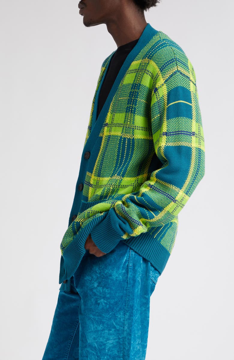 Versace Tartan Plaid Cotton Cardigan, Alternate, color, 