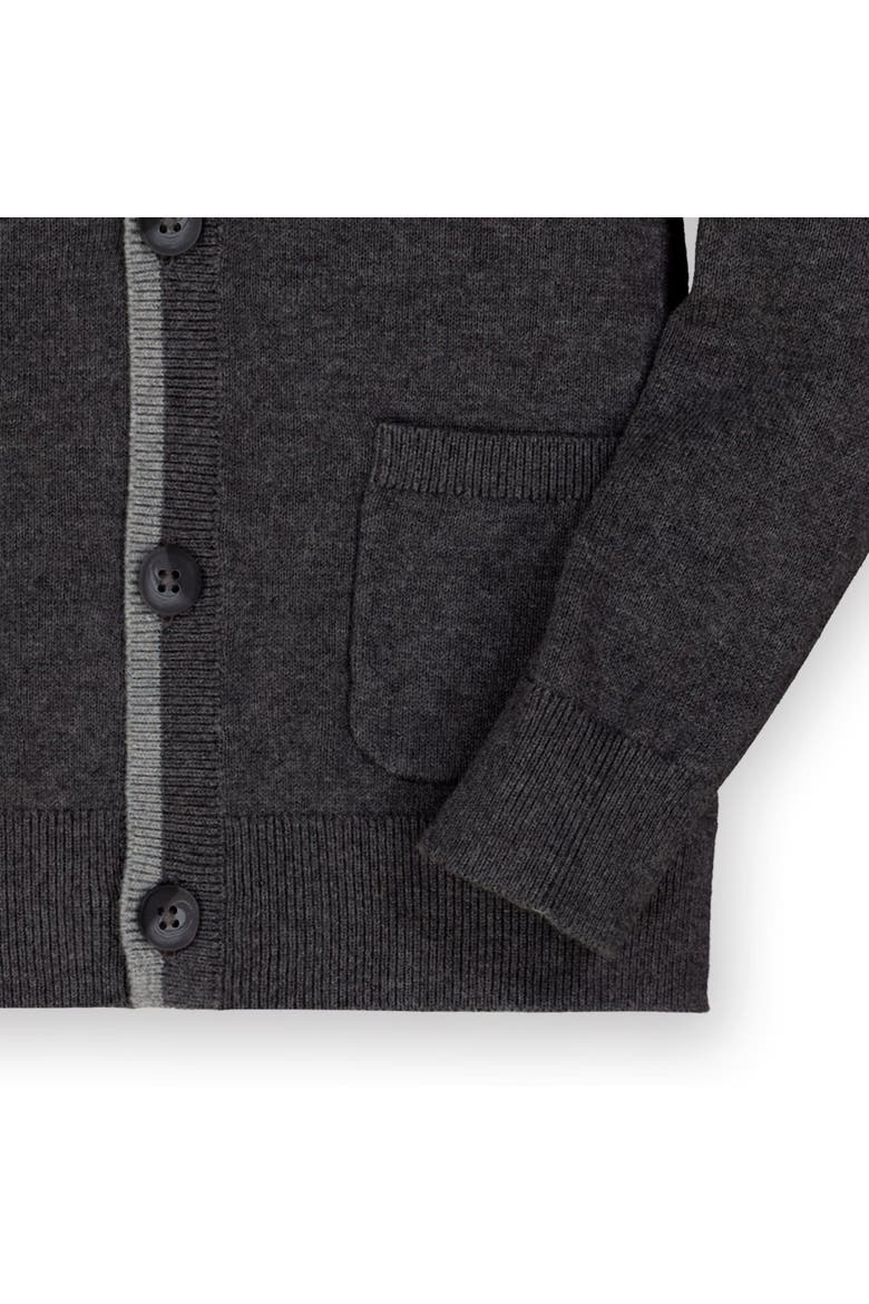 Baby Boys' Organic Tipped Cardigan with Elbow Patches, Infant, Alternate, color, Charcoal Gray Heather