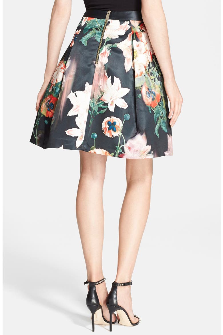 'Opulent Bloom' Skirt, Alternate, color, BLACK