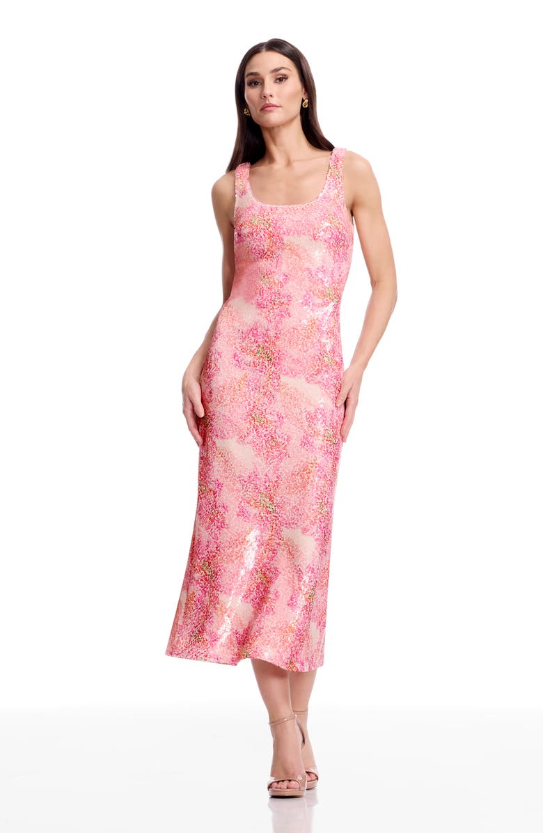 Dress the Population Leo Sequin Floral Sheath Cocktail Dress, Alternate, color, Fuchsia Multi