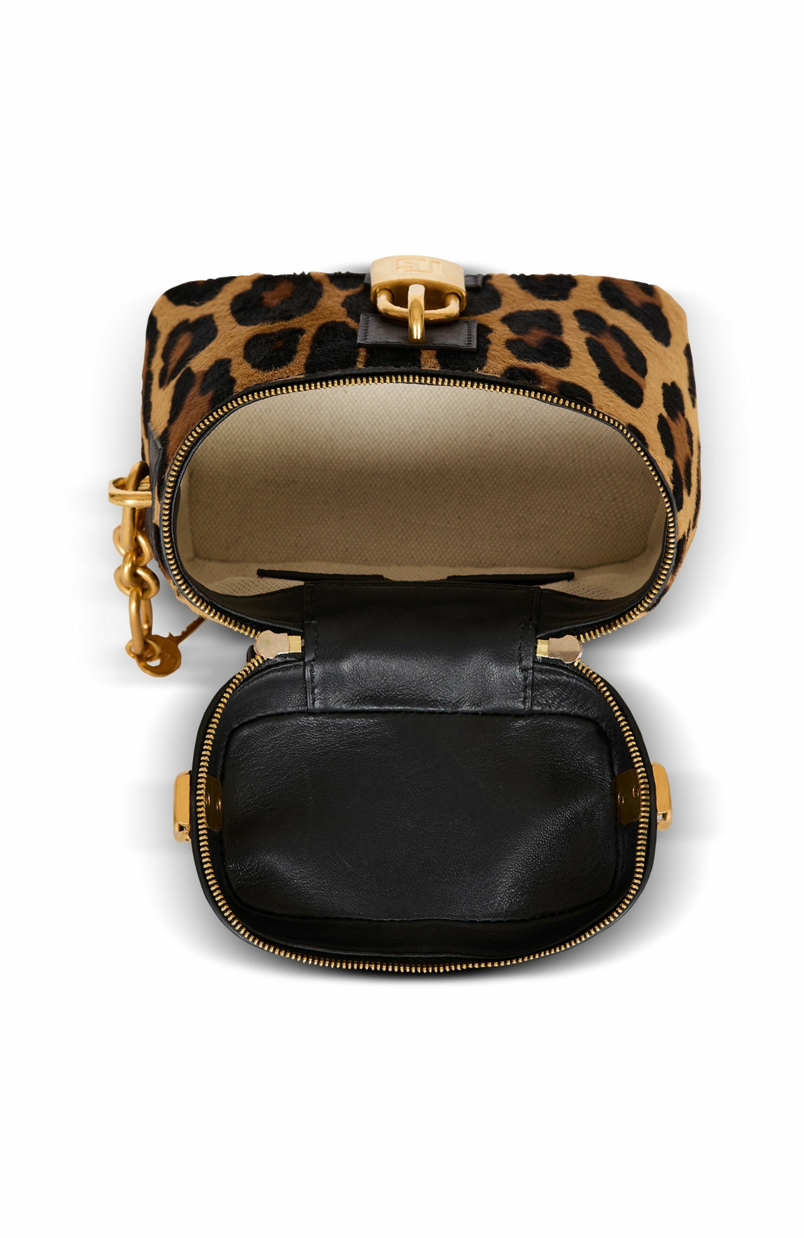 Balmain Pulse Vanity Leopard Print Leather Bag, Alternate, color, 