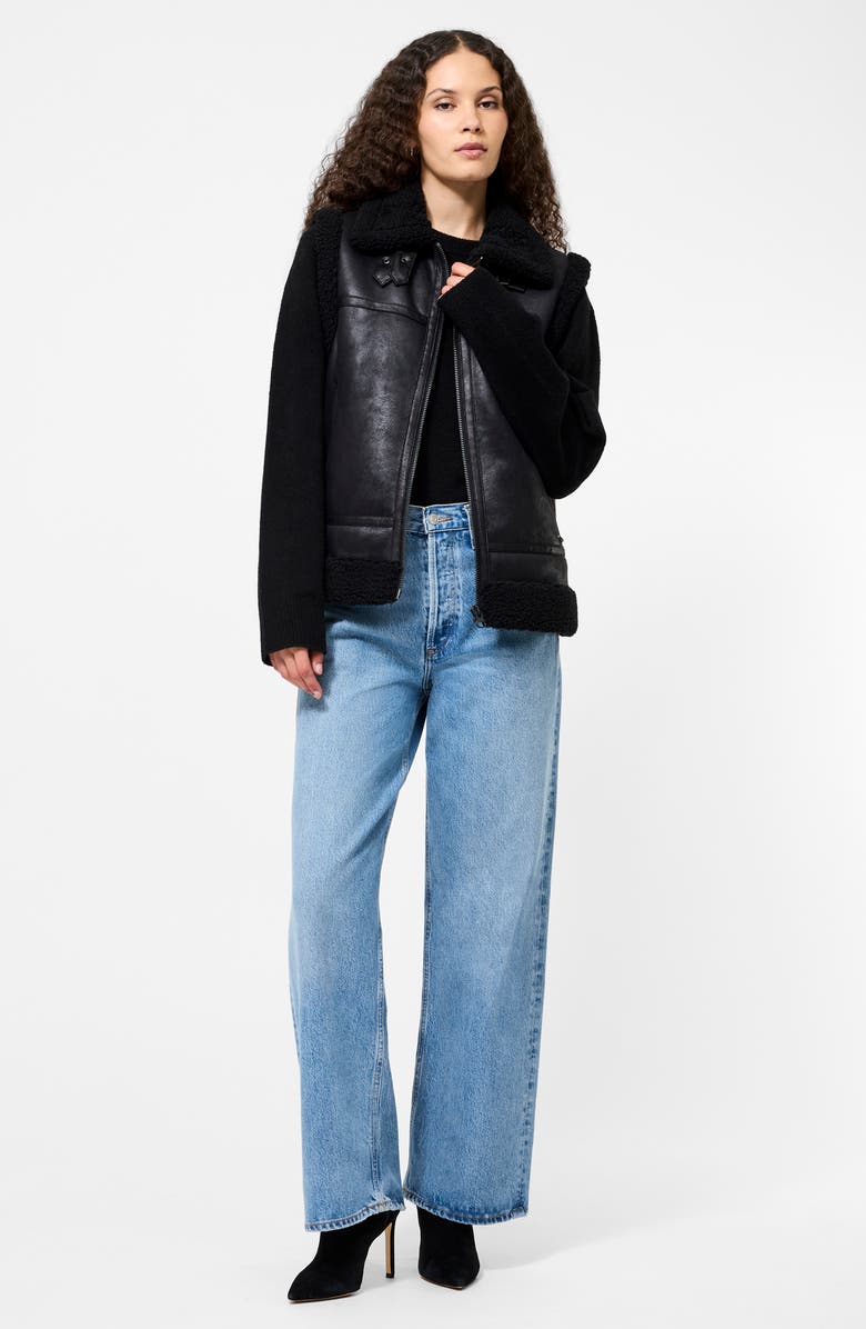 French Connection Camry Faux Shearling Vest, Alternate, color, Black