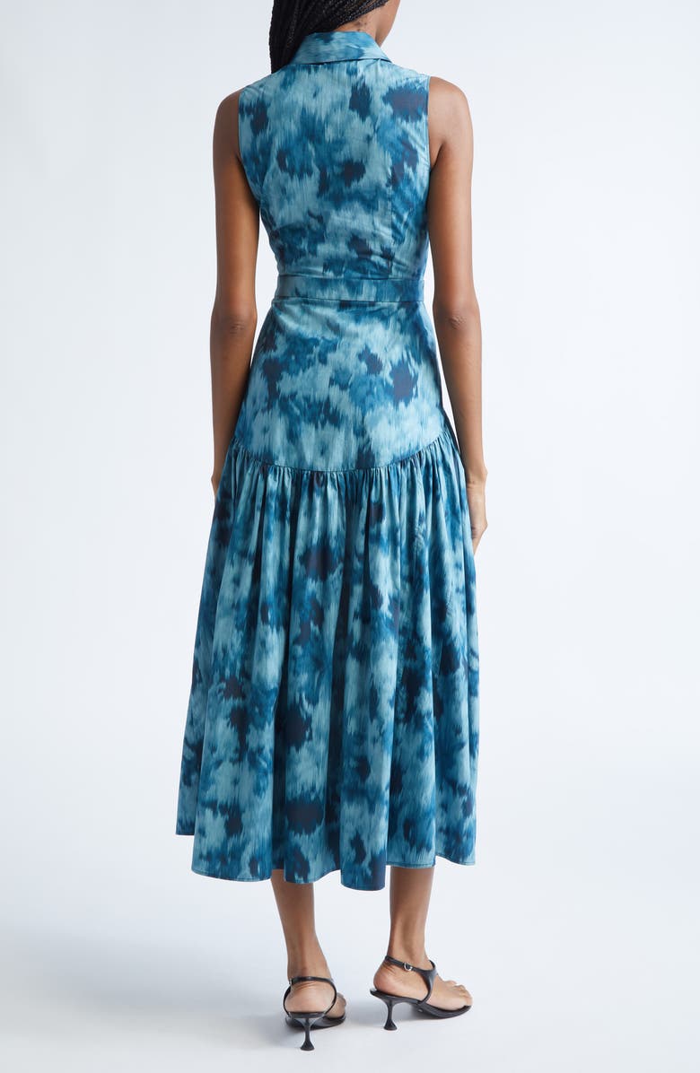 Michael Kors Collection Floral Ikat Print Midi Shirtdress, Alternate, color, Seaglass Multi