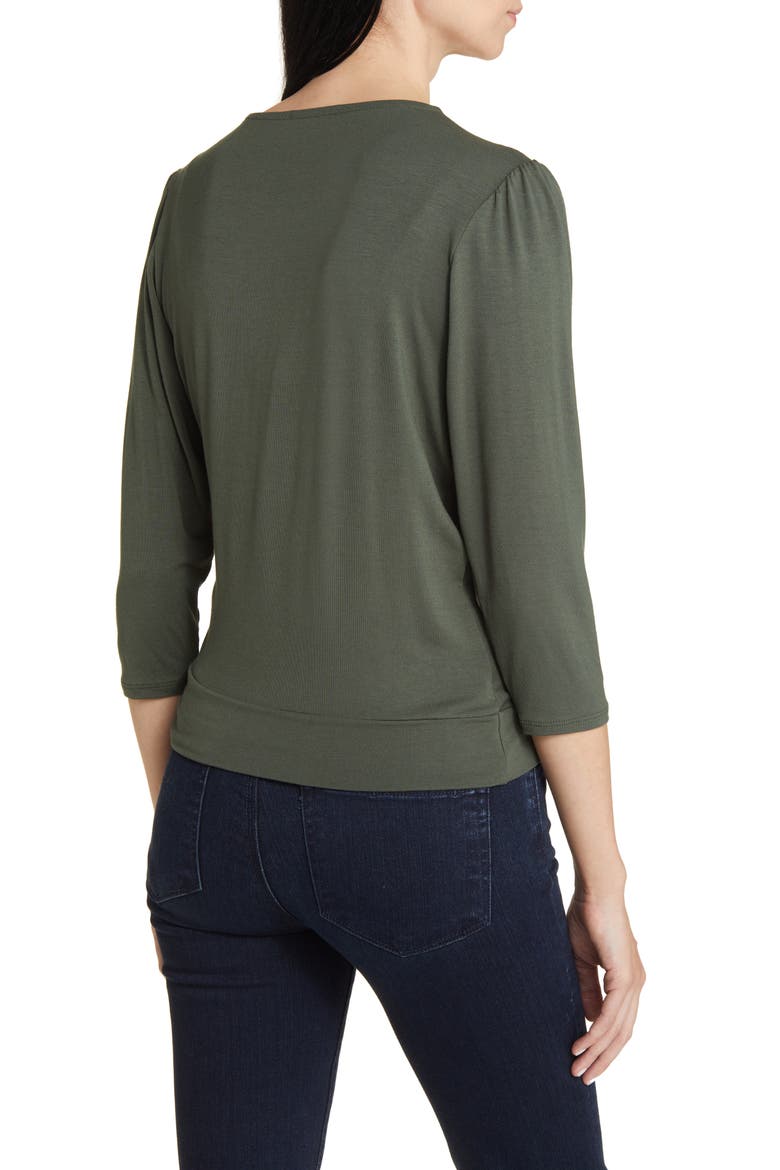 Faux Tie Wrap Top, Alternate, color, OLIVE