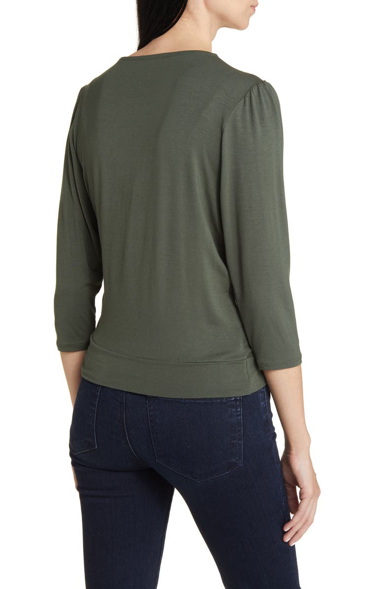 Loveappella Faux Tie Wrap Top, Alternate, color, Olive