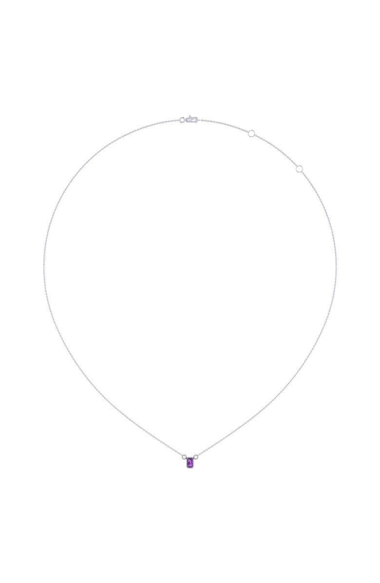LuvMyJewelry Emerald Cut Amethyst & Diamond Birthstone Necklace in 14K Gold, Alternate, color, 