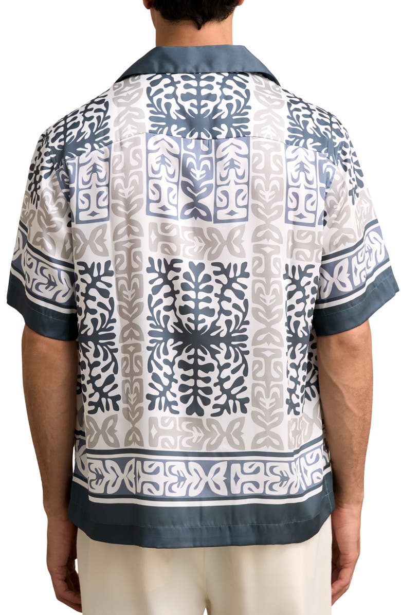 Reiss Momoa Satin Camp Shirt, Alternate, color, Airforce Blue