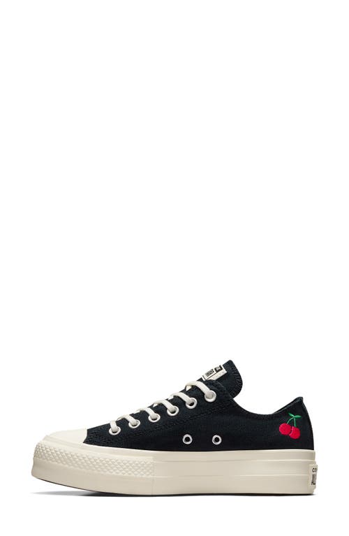Converse Black Chuck Taylor All Star Lift Platform Cherries Low Top Sneakers