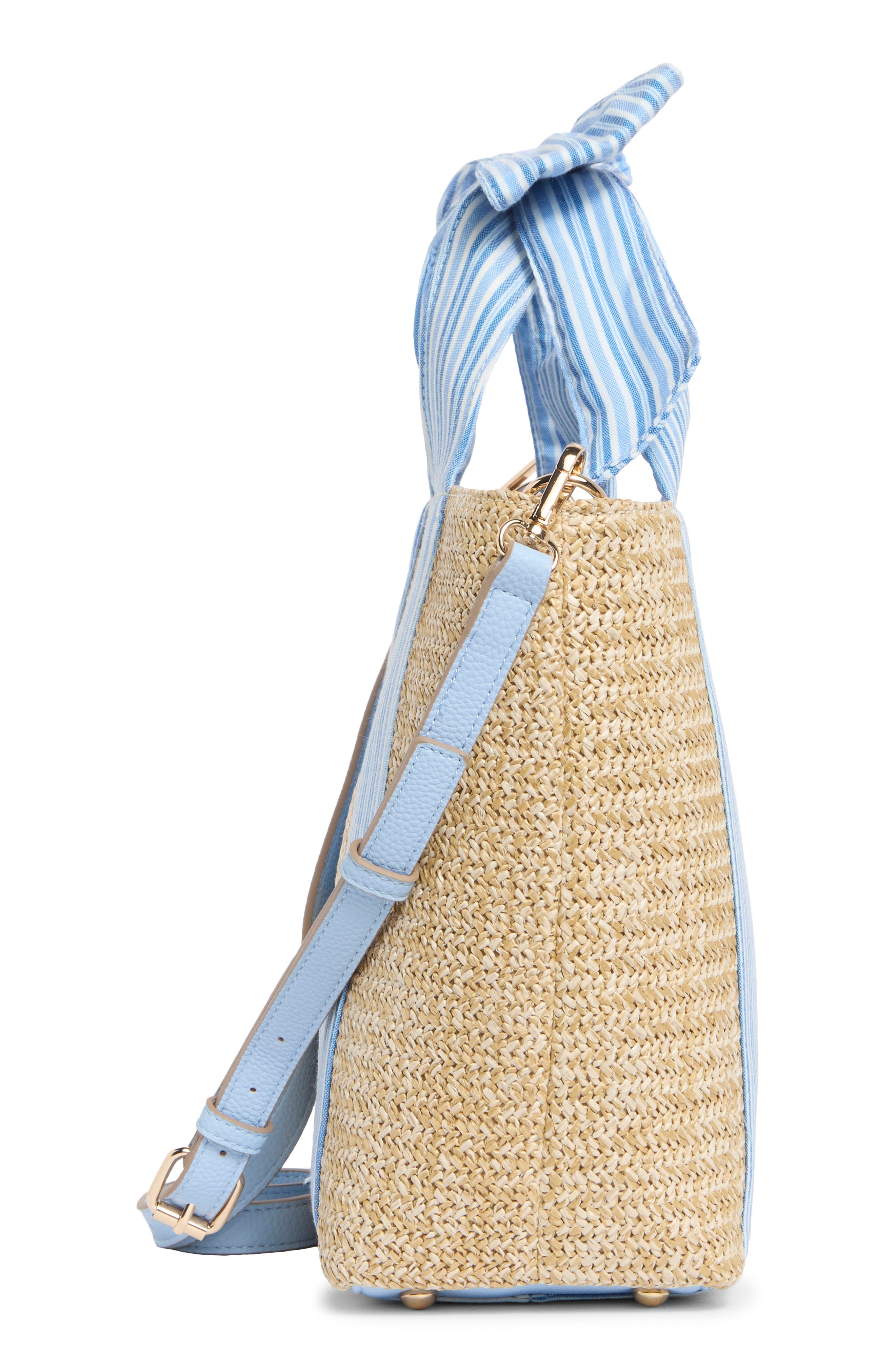 Nanette Lepore Bow Handle Tote, Alternate, color, Natural-Blue Stripe