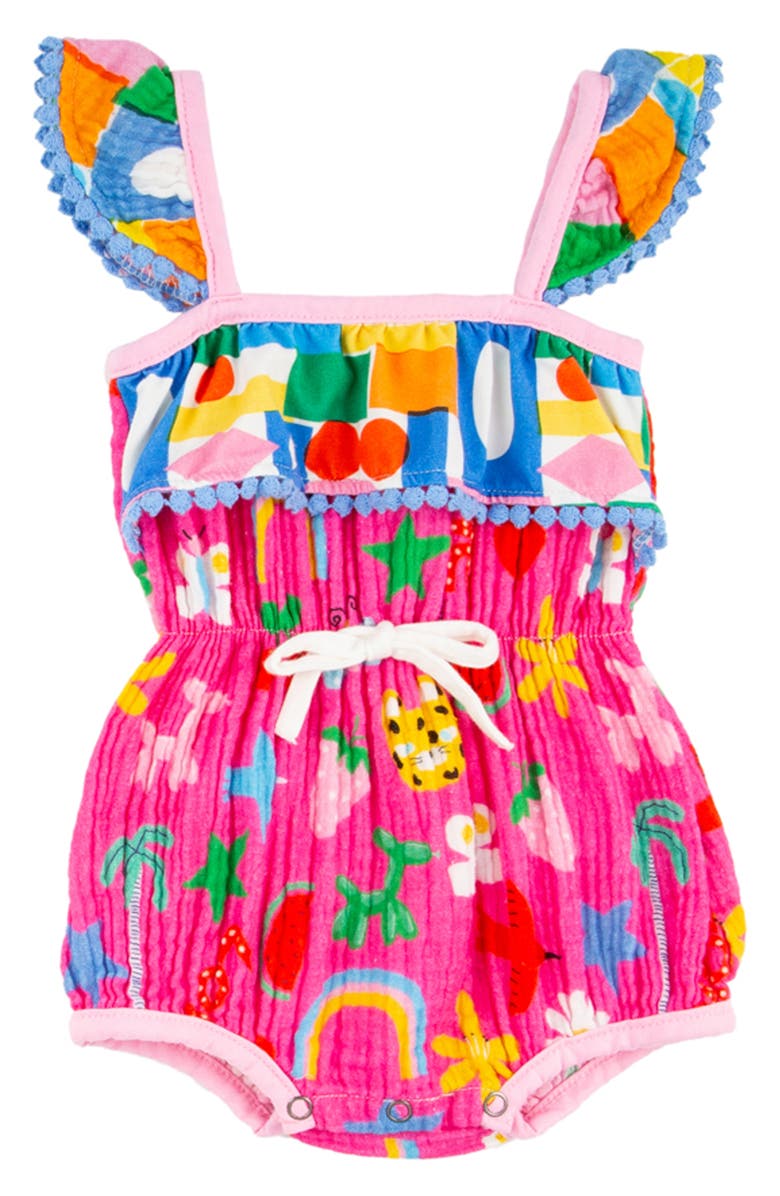 Miki Miette Willa Print Cotton Gauze Bubble Romper, Main, color,