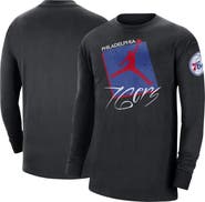 Jordan Brand Men's Jordan Brand Black Philadelphia 76ers Courtside Max 90 Vintage Wash Statement Edition Long Sleeve T-Shirt
