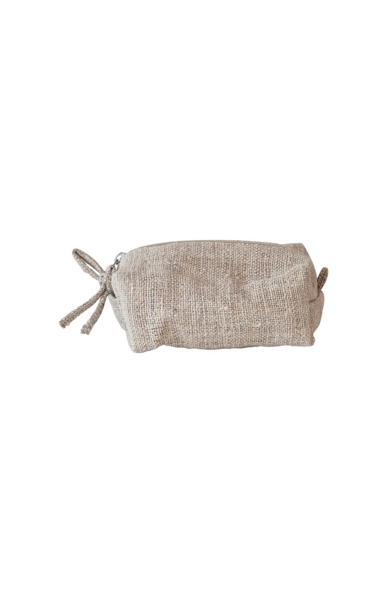 Storied Home Woven Hemp Fiber Zip Pouch with Handle and Cotton Lining, Natural, Main, color, Natural