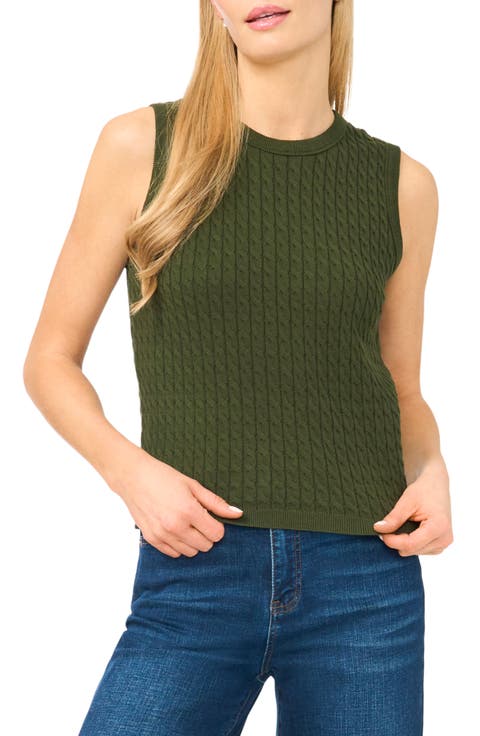 Cable Stitch Cotton Sweater Tank