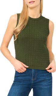 Halogen® Cable Stitch Cotton Sweater Tank