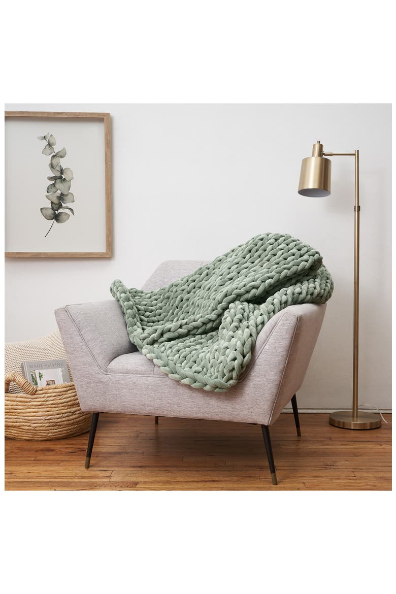 Knit Velvet Weighted Blanket, Alternate, color, JADE