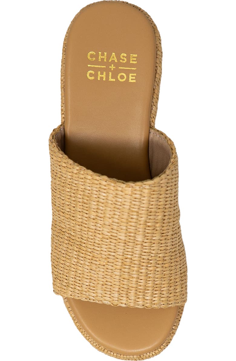 CHASE AND CHLOE Evani Raffia Wedge Platform Sandal, Alternate, color, Beige