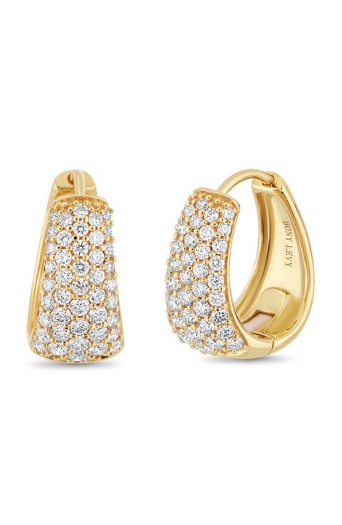 Audrey 18k Gold Diamond Huggie Hoop Earrings